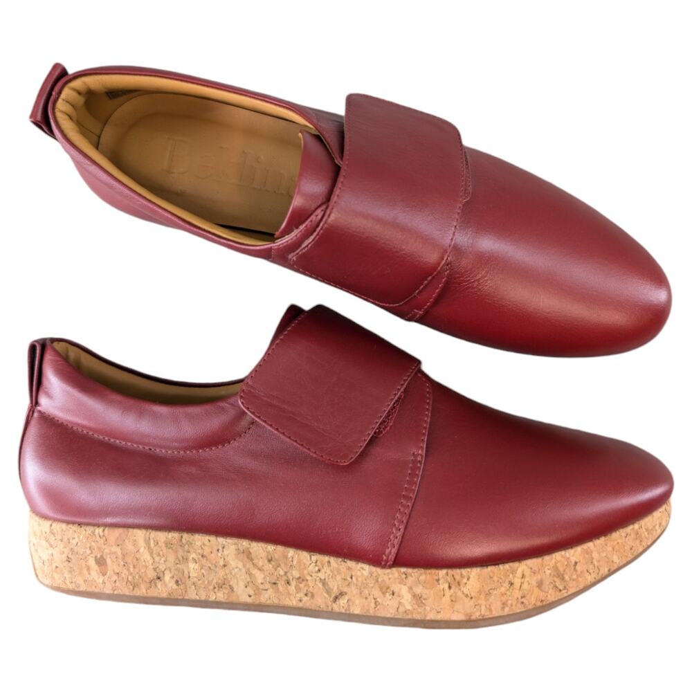 Beklina Lima Blood Red Leather Sneaker Cork Platform Comfort Walking Shoe 9.5